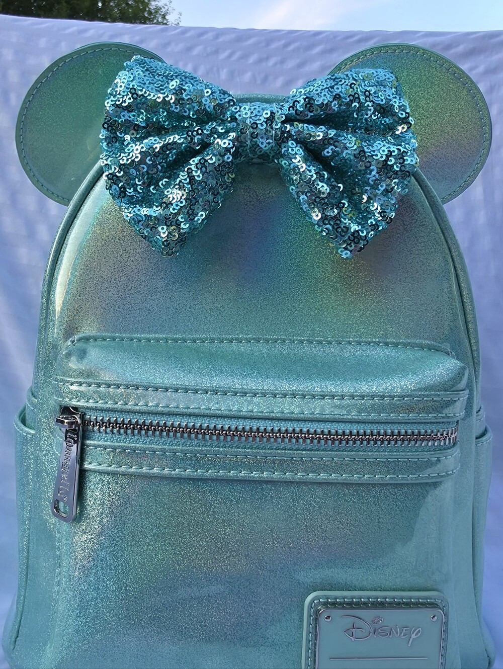 NWT Loungefly Disney Minnie Mouse Iridescent Mini Backpack- Beautiful Teal/Aqua!